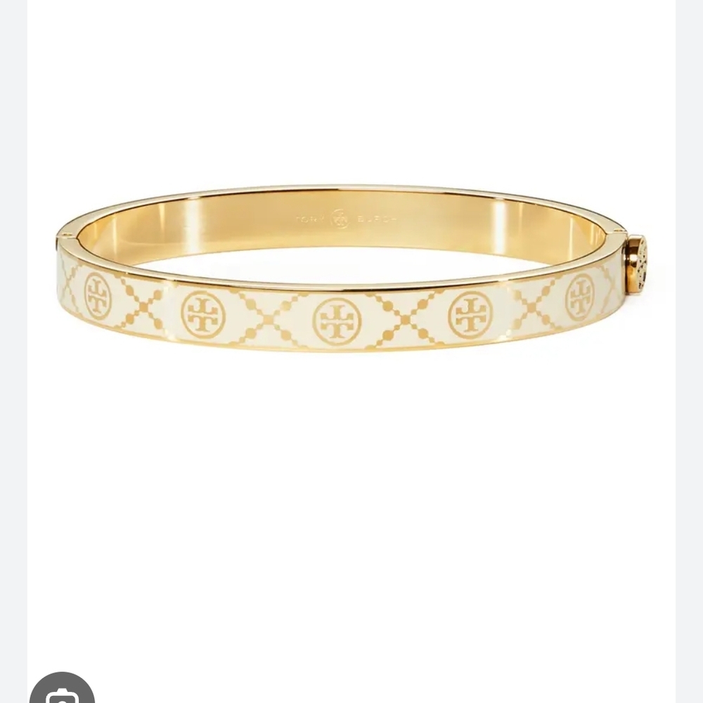Tory Burch Gold and Cream Bangle Bracelet